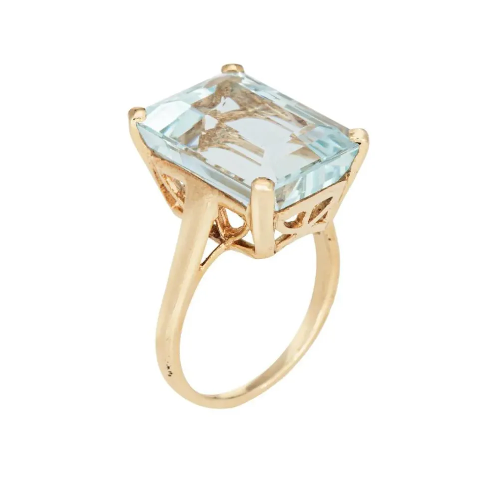 Bague Aigue-Marine 16 carats Or Jaune Vintage