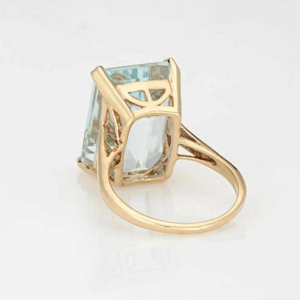 Bague Aigue-Marine 16 carats Or Jaune Vintage