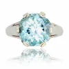 Bague aiguemarine ancienne en solitaire