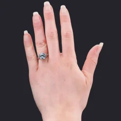 Bague aiguemarine ancienne en solitaire