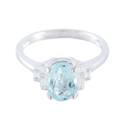 Bague Aigue-marine Diamants baguette