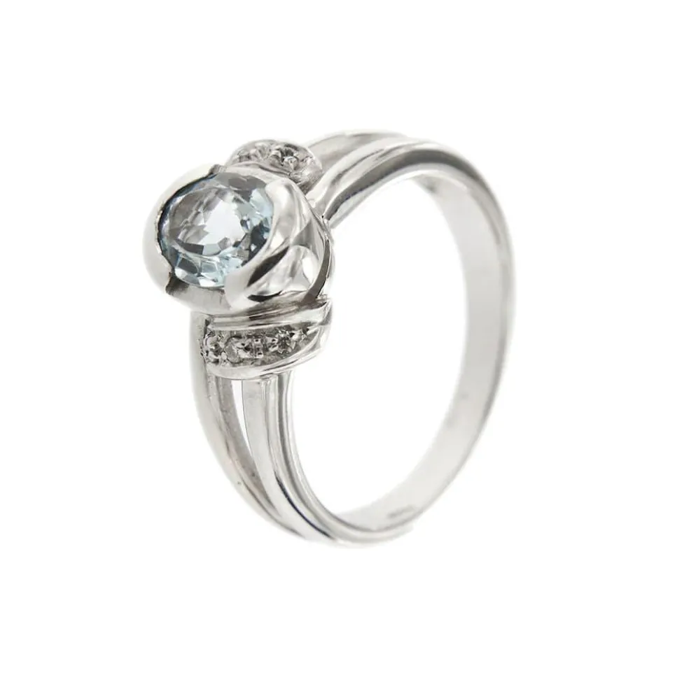 Bague aigue-marine diamants