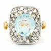 Bague aigue-marine entourage diamant