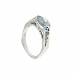 Bague aigue-marine et diamant