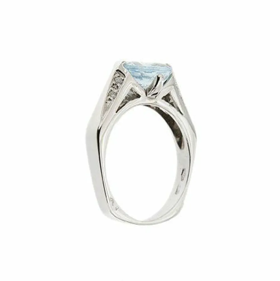 Bague aigue-marine et diamant