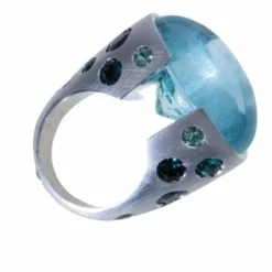 Bague aigue-marine et tourmaline bleue