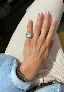 Bague Aigue-marine lactée Diamant