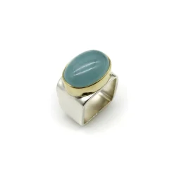 bague aigue-marine ofiesh en or et argent sterling
