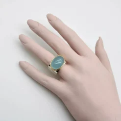 bague aigue-marine ofiesh en or et argent sterling