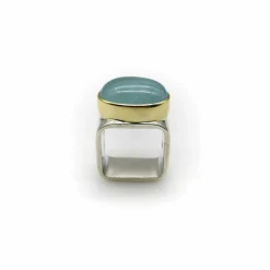 bague aigue-marine ofiesh en or et argent sterling