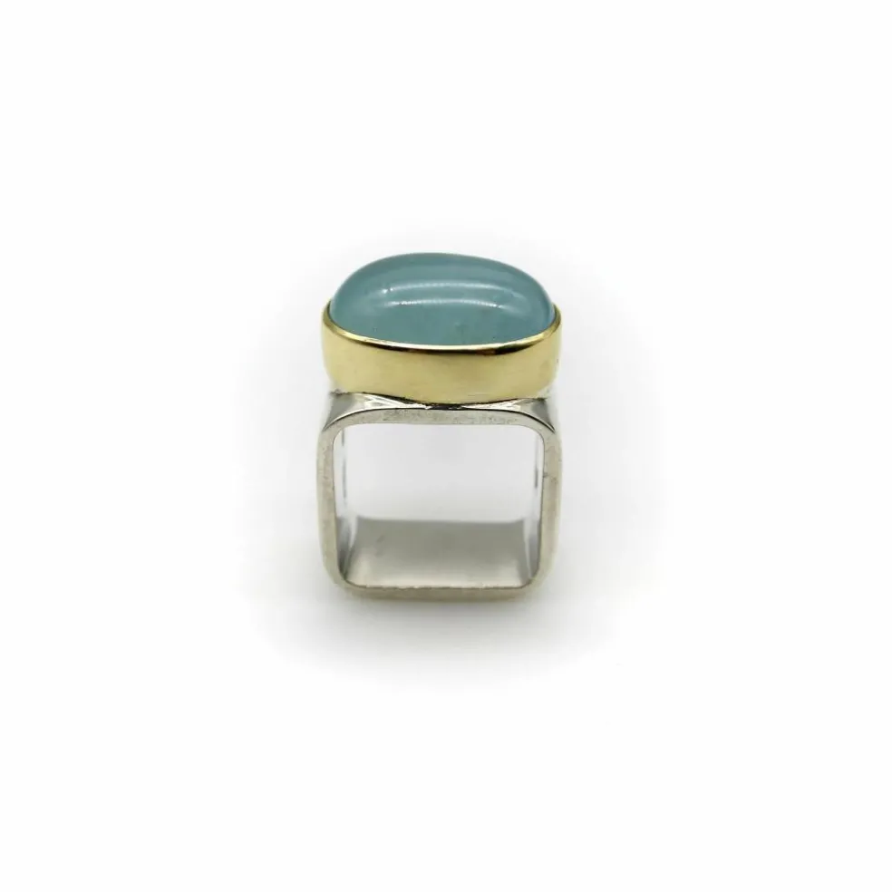bague aigue-marine ofiesh en or et argent sterling