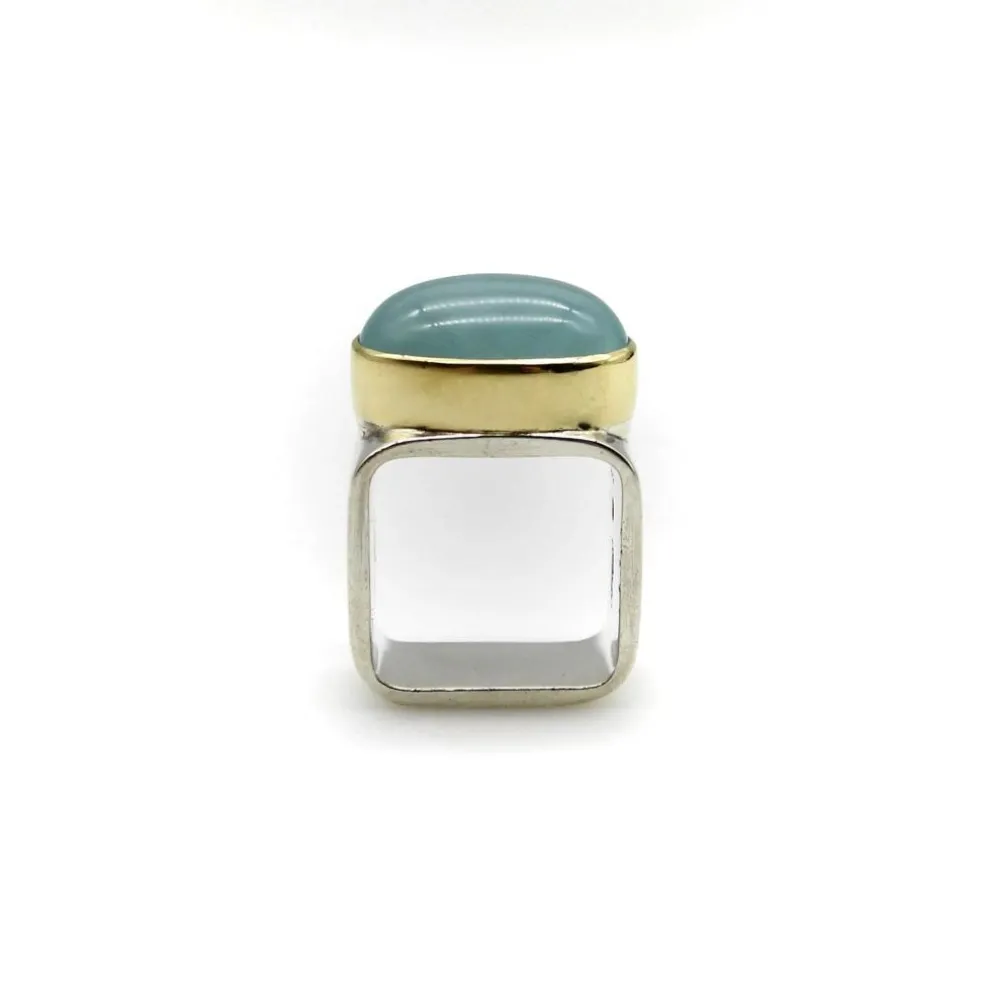 bague aigue-marine ofiesh en or et argent sterling