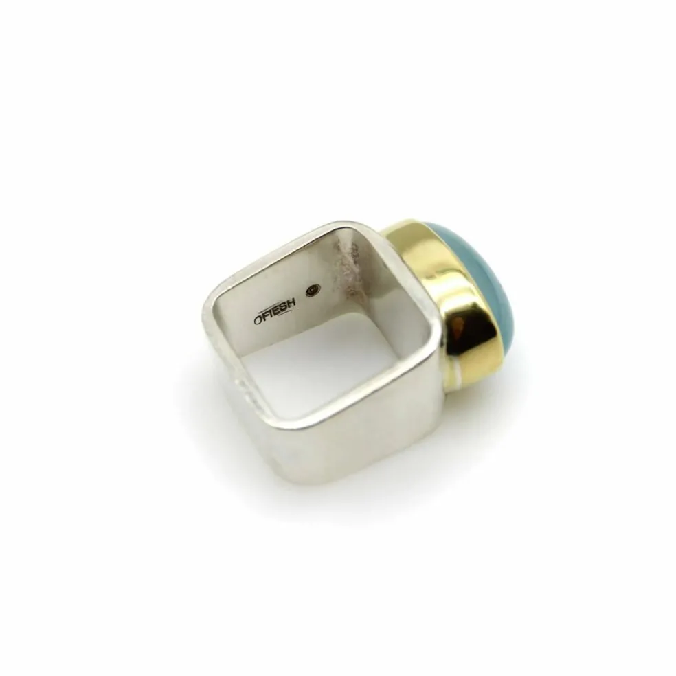 bague aigue-marine ofiesh en or et argent sterling