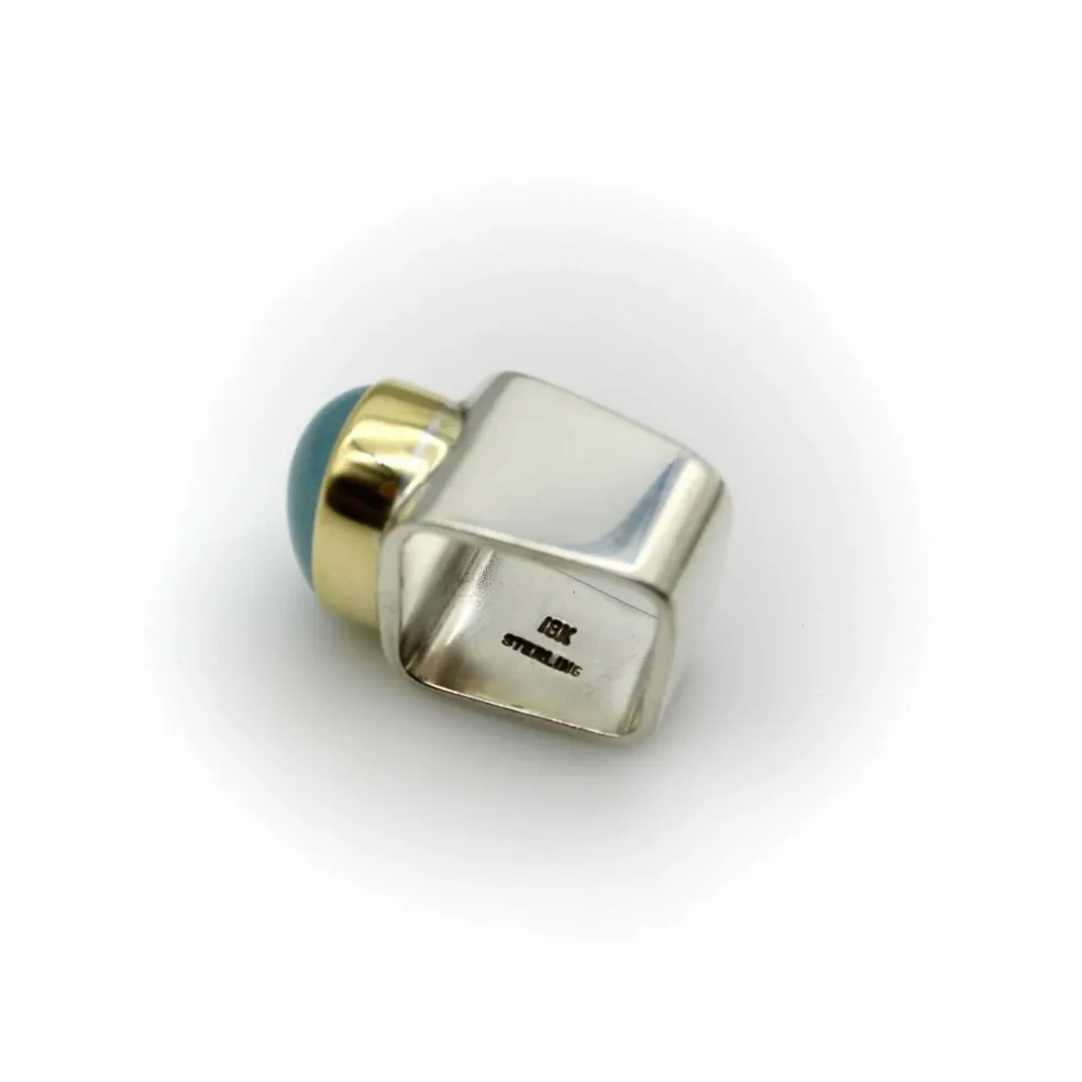 bague aigue-marine ofiesh en or et argent sterling