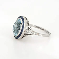 Bague Aigue-Marine Saphir Platine Diamant