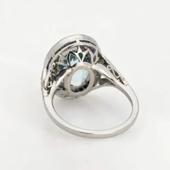Bague Aigue-Marine Saphir Platine Diamant