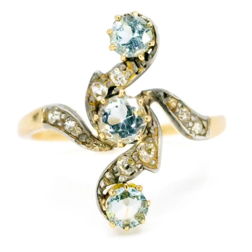 Bague Aigues-marines, diamants
