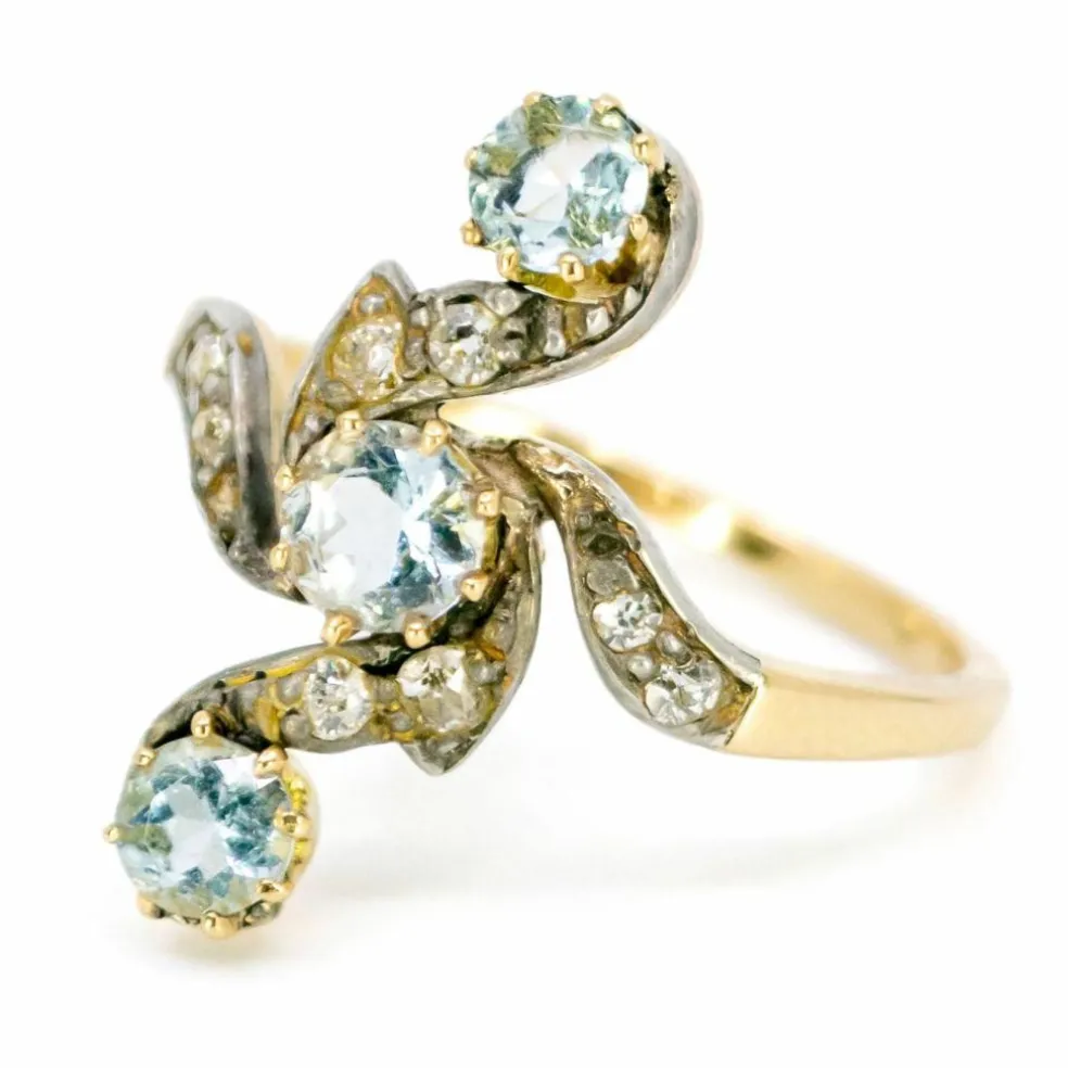 Bague Aigues-marines, diamants