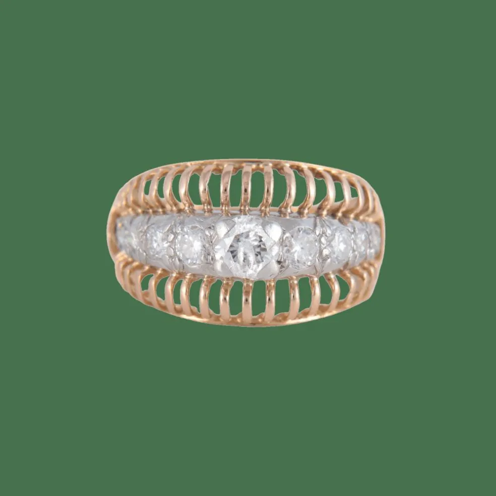 Bague ajourée bicolore Diamants