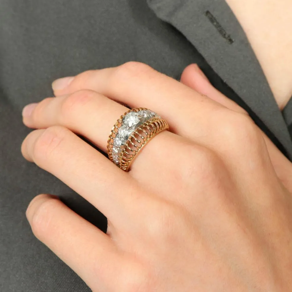 Bague ajourée bicolore Diamants