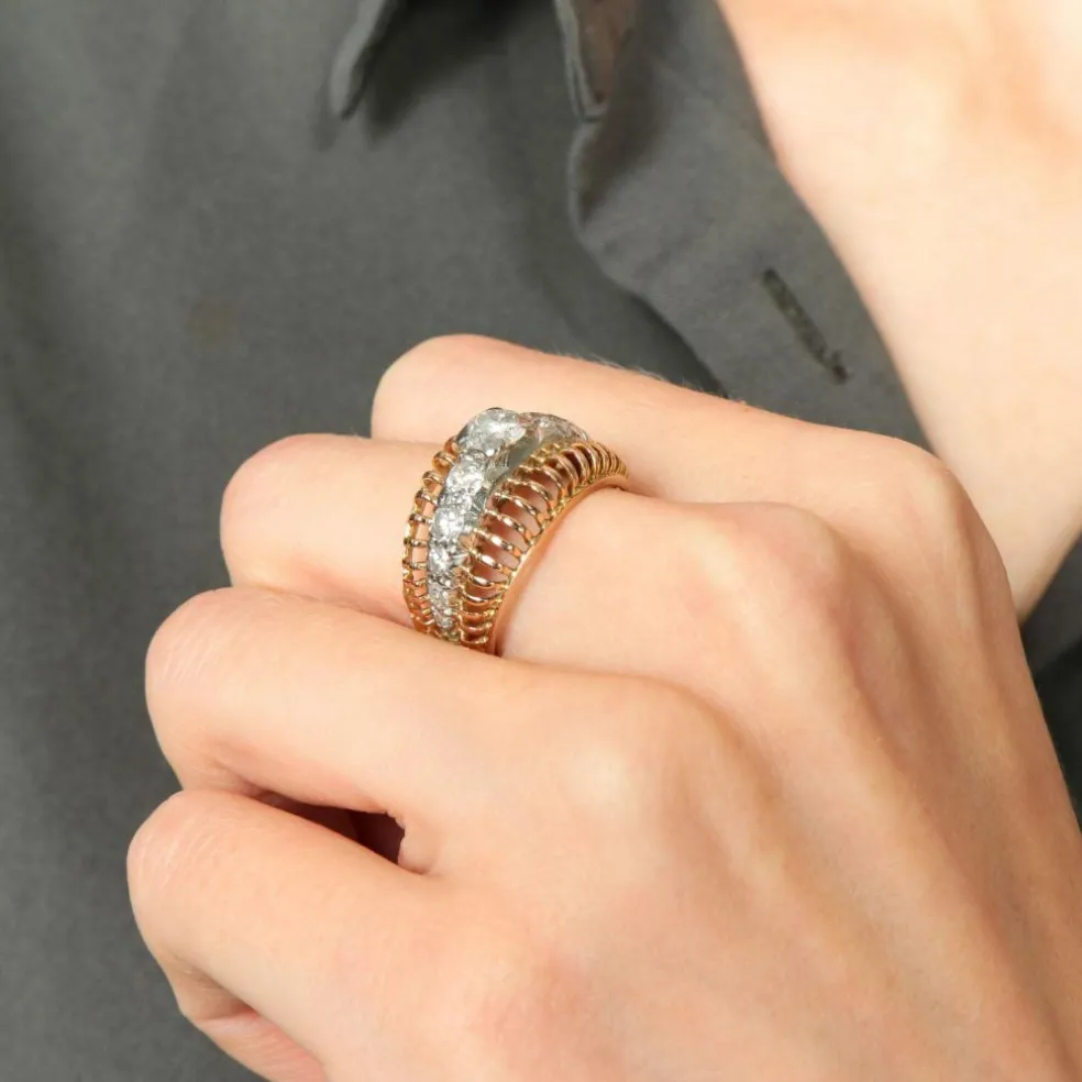 Bague ajourée bicolore Diamants