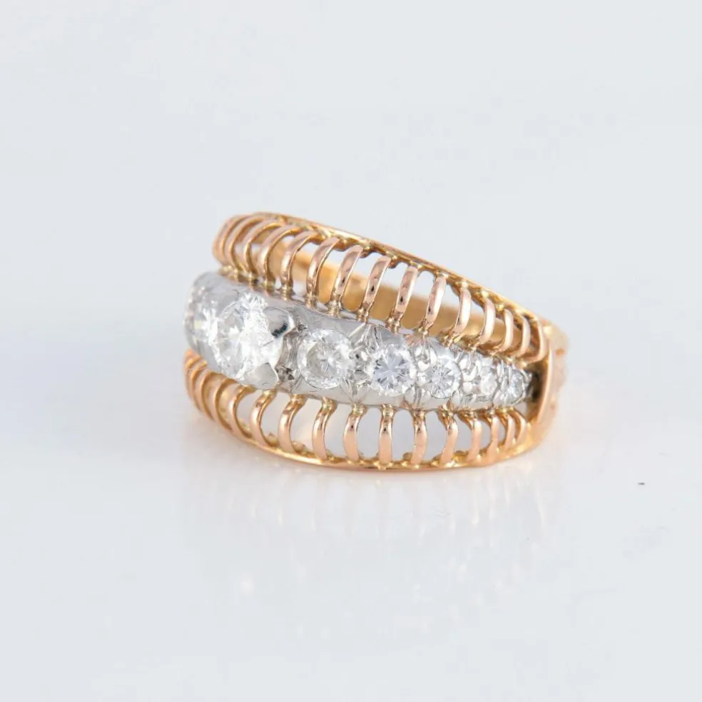Bague ajourée bicolore Diamants