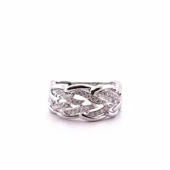 Bague ajourée en or blanc, diamants
