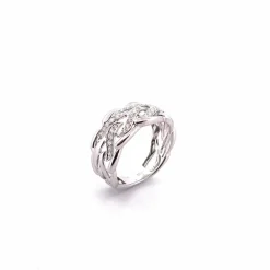 Bague ajourée en or blanc, diamants