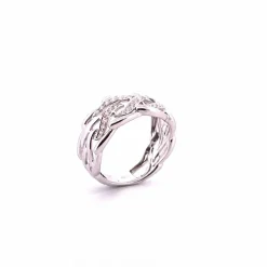 Bague ajourée en or blanc, diamants