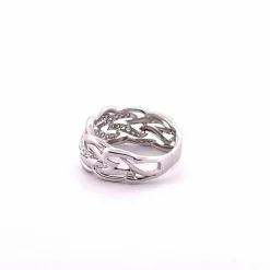 Bague ajourée en or blanc, diamants