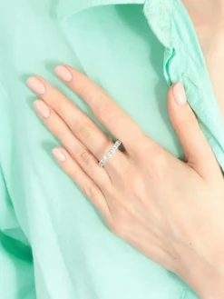 BAGUE ALLIANCE AMERICAINE OR BLANC & DIAMANTS