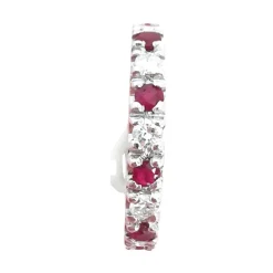 Bague alliance américaine or blanc diamants et rubis