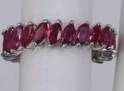 Bague alliance complète marquise rubis or blanc
