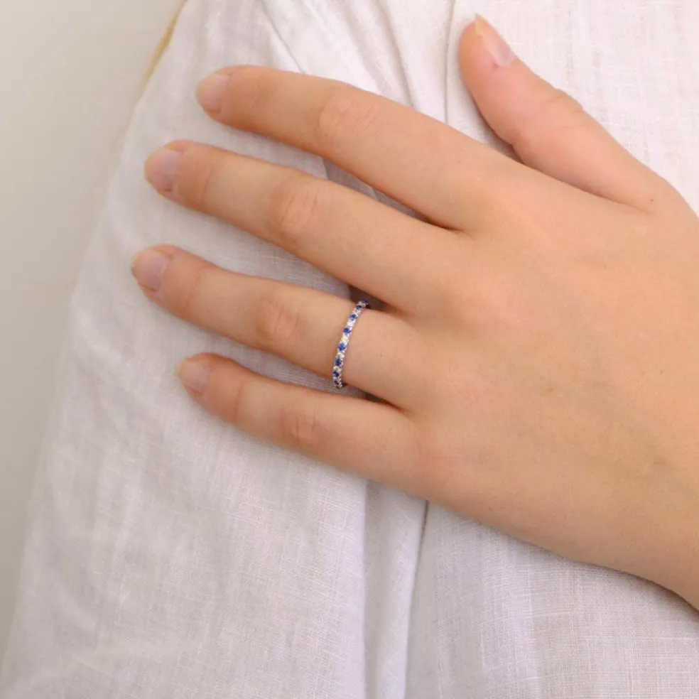 Bague Alliance diamants et saphirs