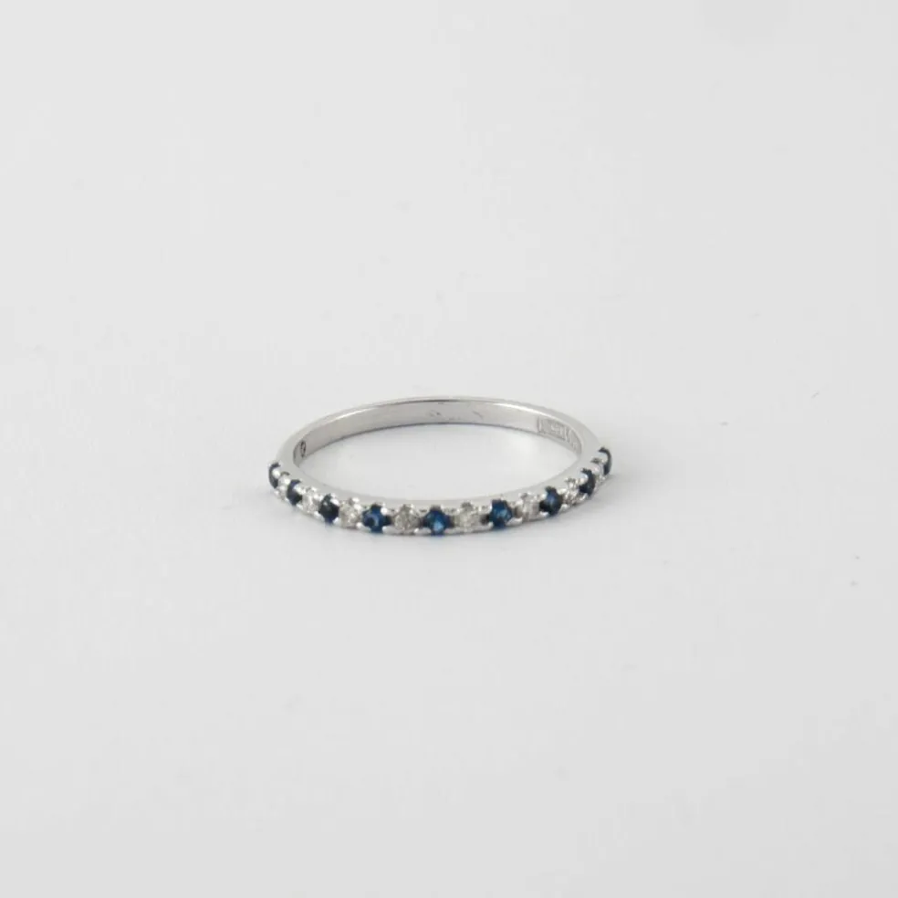 Bague Alliance diamants et saphirs