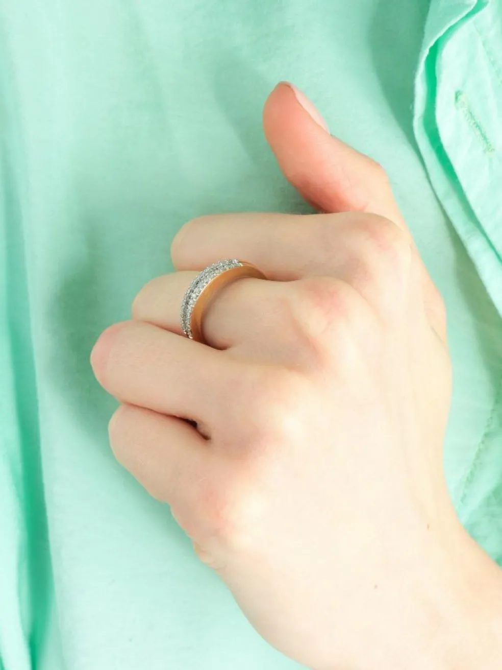 BAGUE ALLIANCE OR & DIAMANTS