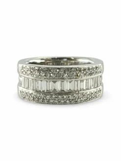 Bague Alliance or blanc et diamants 1,60 ct