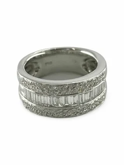 Bague Alliance or blanc et diamants 1,60 ct