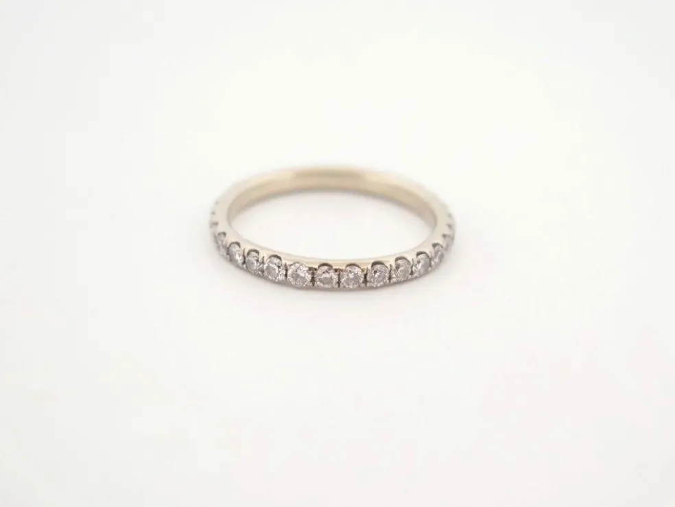 bague alliance t51 pavage complet 30 diamants 0.87ct or jaune 18k