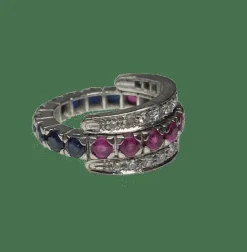 Bague amovible or diamants rubis saphirs