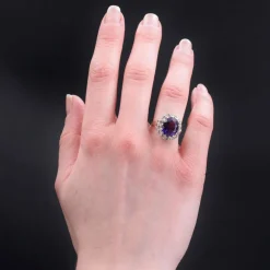Bague améthyste diamants