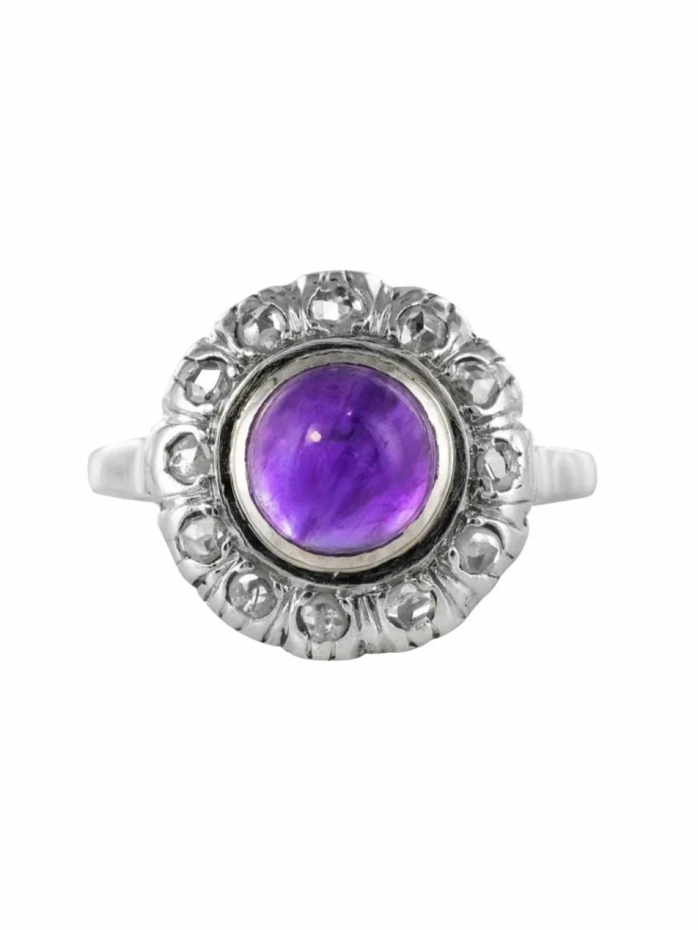 Bague améthyste diamants ancienne
