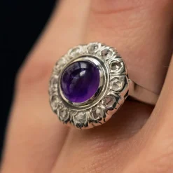 Bague améthyste diamants ancienne
