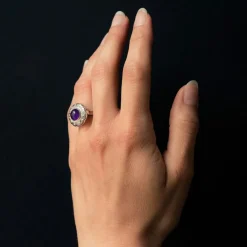 Bague améthyste diamants ancienne