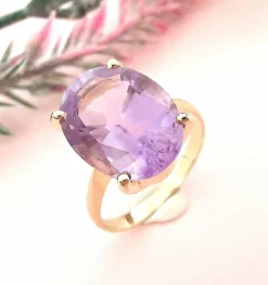 Bague Améthyste en Solitaire Or Jaune