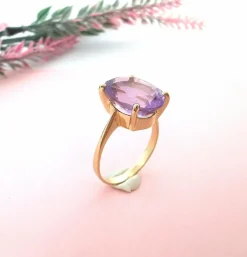Bague Améthyste en Solitaire Or Jaune