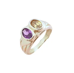 Bague Améthyste et Citrine Or Jaune