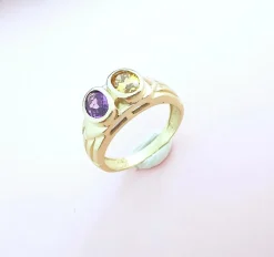 Bague Améthyste et Citrine Or Jaune