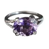 Bague Améthyste Et Diamants, Or Blanc 18 Carats.