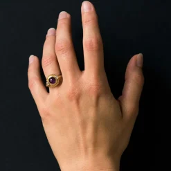 Bague améthyste et diamants ancienne